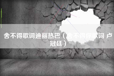 舍不得歌词迪丽热巴（舍不得你歌词 卢冠廷）
