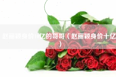 赵丽颖身价10亿的哥哥（赵丽颖身价十亿）
