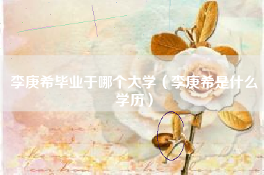 李庚希毕业于哪个大学（李庚希是什么学历）