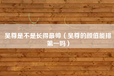吴尊是不是长得最帅（吴尊的颜值能排第一吗）