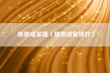 陈思成家境（陈思成家境好）