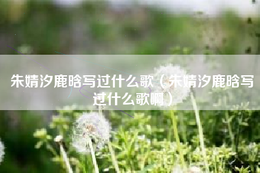 朱婧汐鹿晗写过什么歌（朱婧汐鹿晗写过什么歌啊）