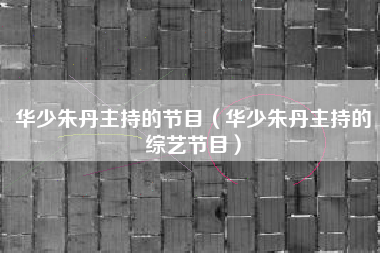 华少朱丹主持的节目（华少朱丹主持的综艺节目）