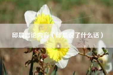 邱晨言论内容（邱晨说了什么话）