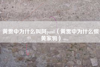 黄贯中为什么叫阿paul（黄贯中为什么恨黄家驹）