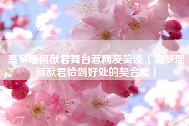 奚梦瑶何猷君舞台惹网友笑谈（奚梦瑶何猷君恰到好处的契合度）