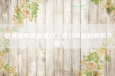 赵寅成电视剧春日（春日电视剧剧情介绍）