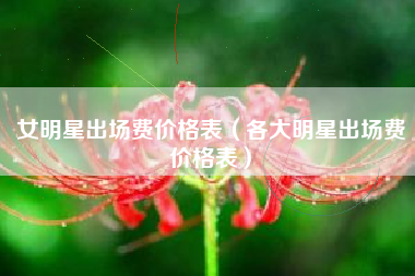 女明星出场费价格表（各大明星出场费价格表）