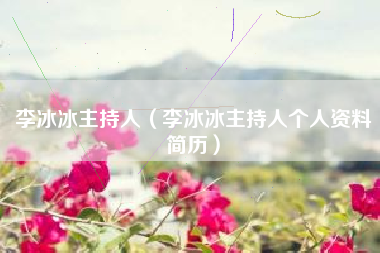 李冰冰主持人（李冰冰主持人个人资料简历）