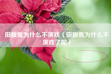 田馥甄为什么不演戏（田馥甄为什么不演戏了呢）