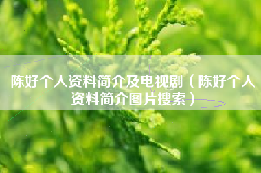 陈好个人资料简介及电视剧（陈好个人资料简介图片搜索）