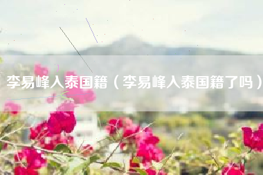 李易峰入泰国籍（李易峰入泰国籍了吗）