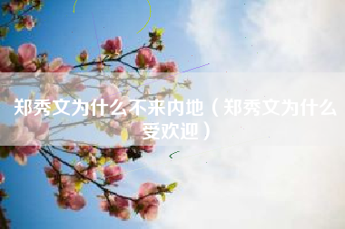 郑秀文为什么不来内地（郑秀文为什么受欢迎）