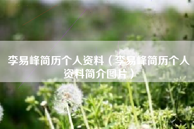 李易峰简历个人资料（李易峰简历个人资料简介图片）