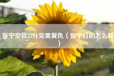 张宁空砍25分完美复仇（张宁打的怎么样）