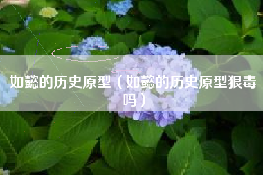 如懿的历史原型（如懿的历史原型狠毒吗）