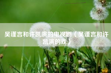 吴谨言和许凯演的电视剧（吴谨言和许凯演的戏）