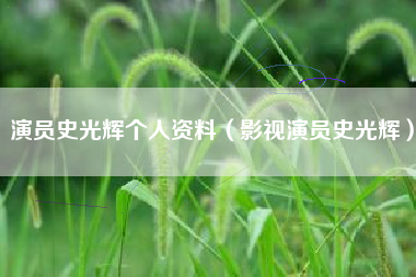 演员史光辉个人资料（影视演员史光辉）