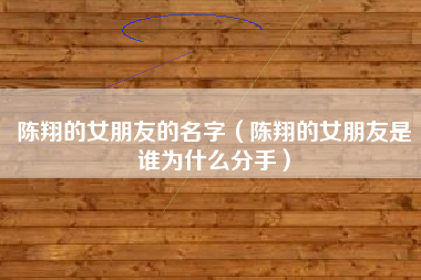 陈翔的女朋友的名字（陈翔的女朋友是谁为什么分手）