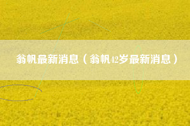 翁帆最新消息（翁帆42岁最新消息）