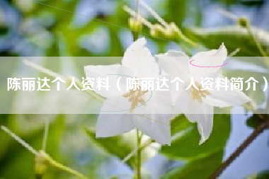 陈丽达个人资料（陈丽达个人资料简介）