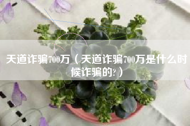 天道诈骗700万（天道诈骗700万是什么时候诈骗的?）