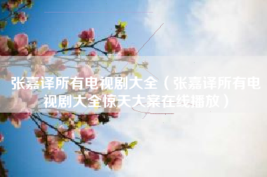 张嘉译所有电视剧大全（张嘉译所有电视剧大全惊天大案在线播放）