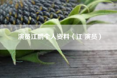 演员江鹏个人资料（江 演员）
