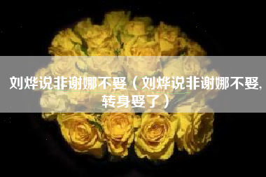 刘烨说非谢娜不娶（刘烨说非谢娜不娶,转身娶了）