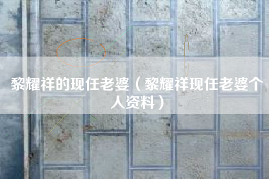 黎耀祥的现任老婆（黎耀祥现任老婆个人资料）