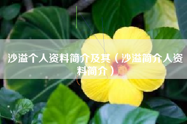 沙溢个人资料简介及其（沙溢简介人资料简介）