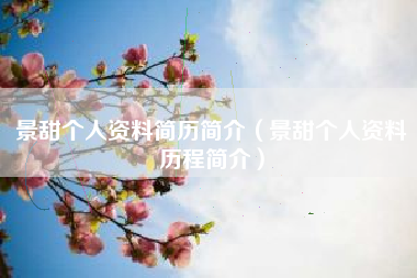 景甜个人资料简历简介（景甜个人资料历程简介）