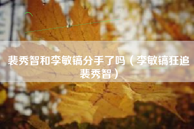 裴秀智和李敏镐分手了吗（李敏镐狂追裴秀智）