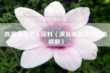陈蓉演员个人资料（演员陈蓉演过的电视剧）