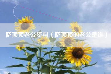 萨顶顶老公资料（萨顶顶的老公是谁）