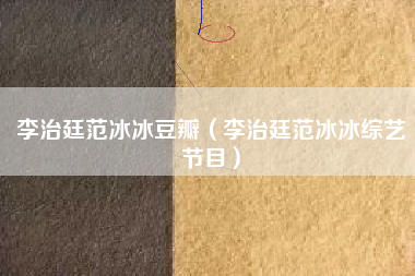 李治廷范冰冰豆瓣（李治廷范冰冰综艺节目）