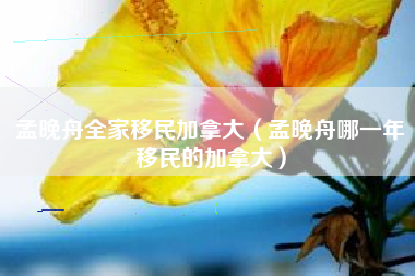 孟晚舟全家移民加拿大（孟晚舟哪一年移民的加拿大）