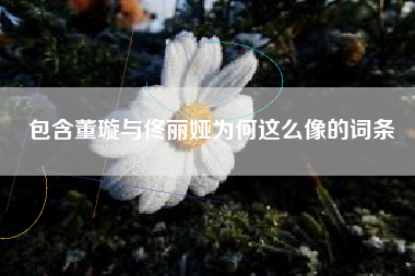 包含董璇与佟丽娅为何这么像的词条