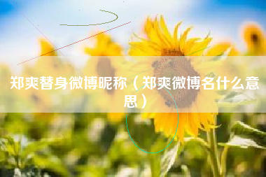 郑爽替身微博昵称（郑爽微博名什么意思）