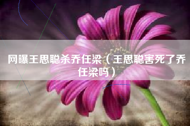 网曝王思聪杀乔任梁（王思聪害死了乔任梁吗）