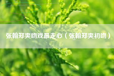 张翰郑爽吻戏最走心（张翰郑爽初吻）