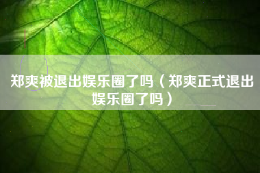 郑爽被退出娱乐圈了吗（郑爽正式退出娱乐圈了吗）