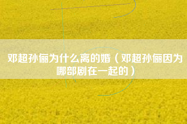 邓超孙俪为什么离的婚（邓超孙俪因为哪部剧在一起的）