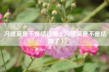冯提莫是不是结过婚（冯提莫是不是结婚了）
