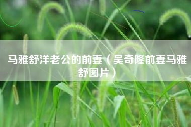 马雅舒洋老公的前妻（吴奇隆前妻马雅舒图片）